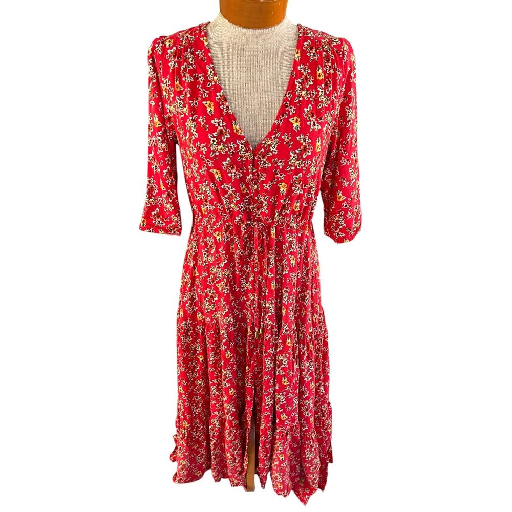 Size S?/ M/L Sunday Mi Amor Womens Dress Coral Floral Midi